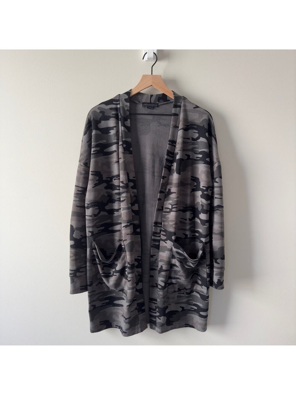 Anthropologie Sanctuary Camo Duster Cardigan long sleeve pockets camouflage L